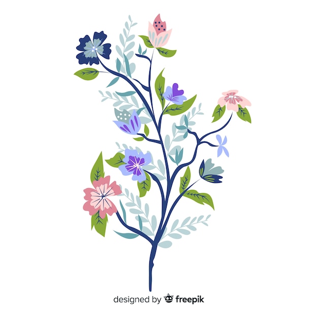 Diseño plano de rama floral colorido