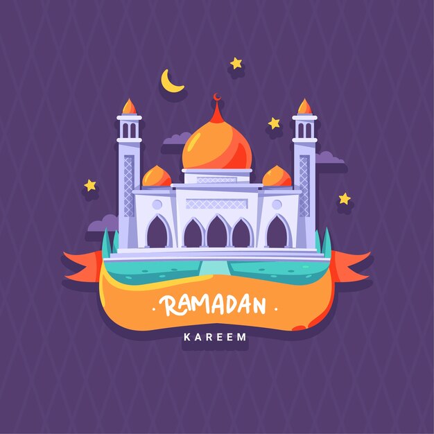 Diseño plano de ramadan kareem