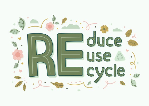 El diseño plano reduce la reutilización recicla las letras