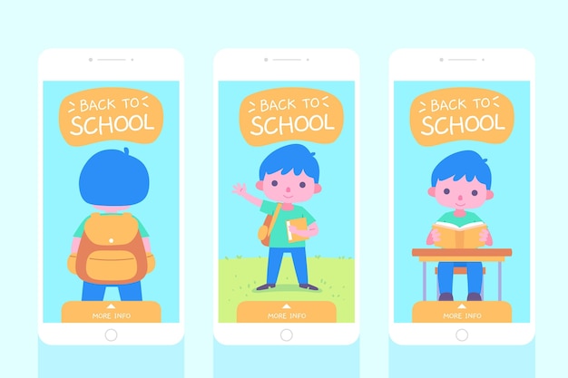 Diseño plano de regreso a la escuela colección de historias de instagram