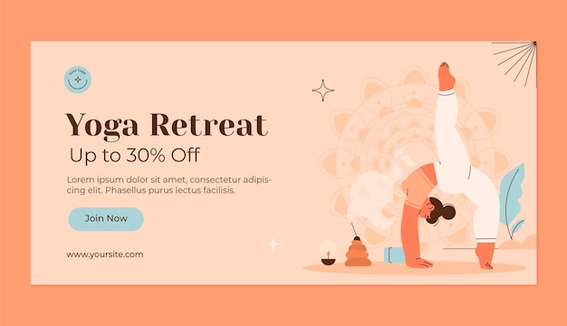 Vector gratuito diseño plano de retiro de yoga