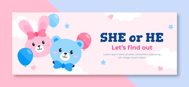 Diseño plano de revelación de género celebración portada de Facebook