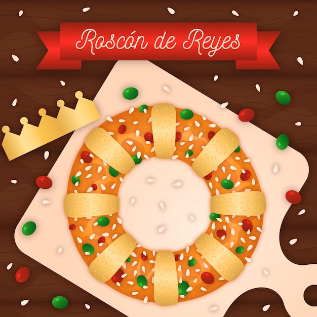 Vector gratuito diseño plano roscon de reyes