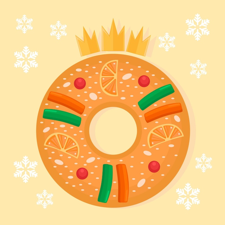 Vector gratuito diseño plano roscon de reyes