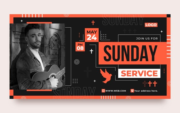 Diseño plano servicio de domingo publicación en Facebook