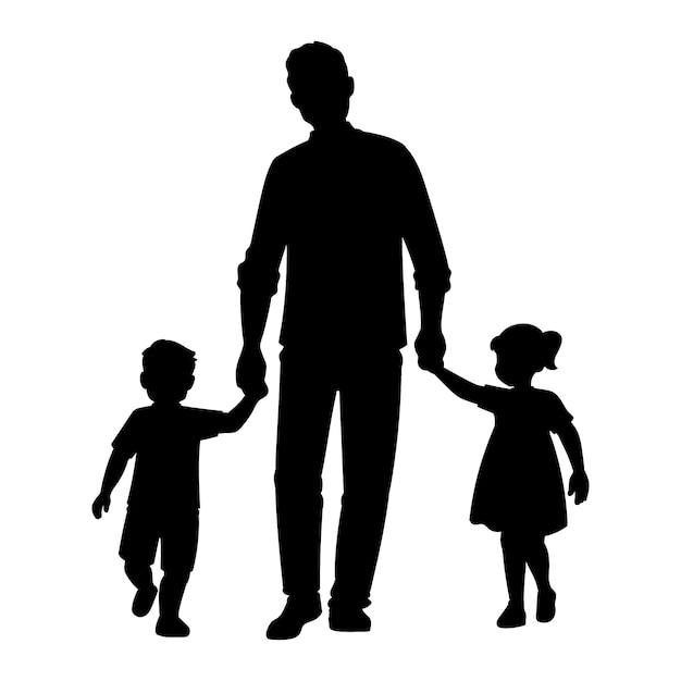 Diseño plano silueta de padre e hijo
