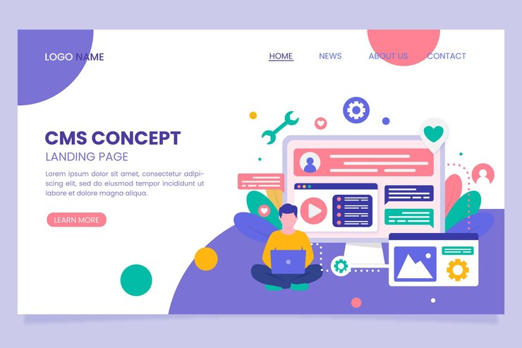 Vector gratuito diseño plano del sistema de gestión de contenido.