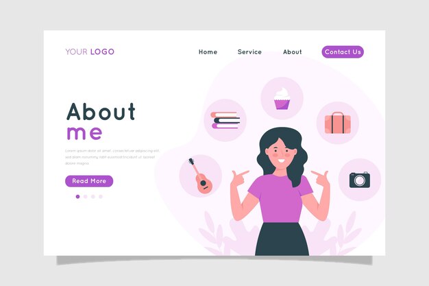 Diseño plano sobre mi plantilla web ilustrada