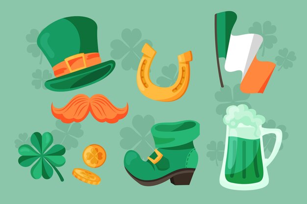 Diseño plano st. elementos del día de patrick