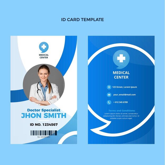 Diseño plano de tarjeta de identificación médica.