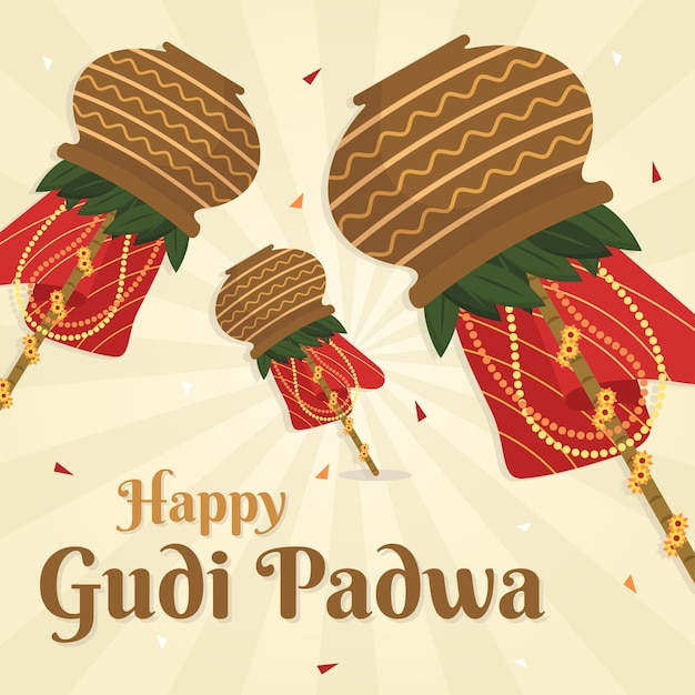 Vector gratuito diseño plano tema del día de gudi padwa