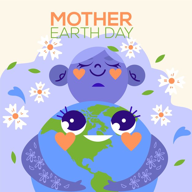 Diseño plano tema del día internacional de la madre tierra