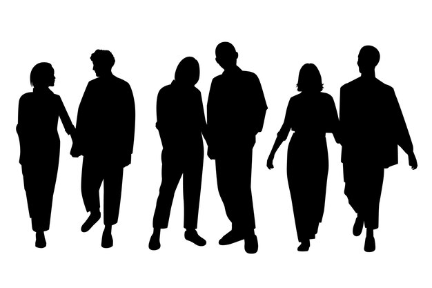 Diseño plano tomados de la mano silueta