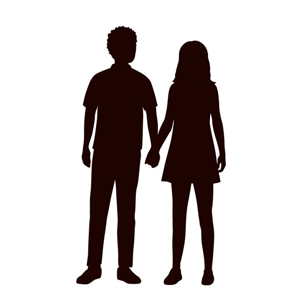 Diseño plano tomados de la mano silueta