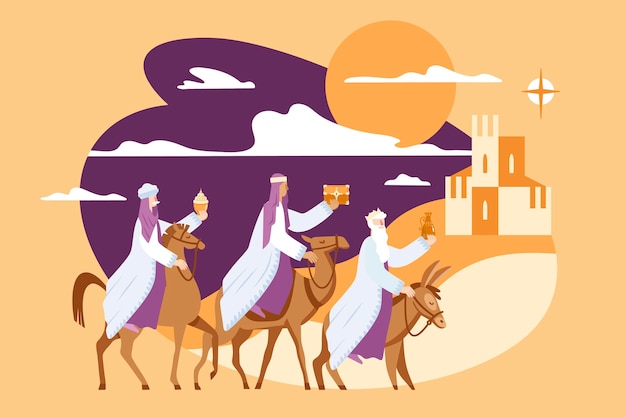 Vector gratuito diseño plano tres reyes magos