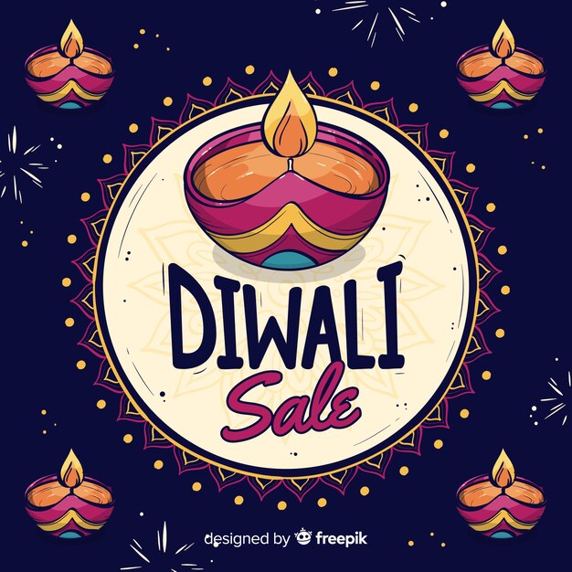 Diseño plano de venta de diwali