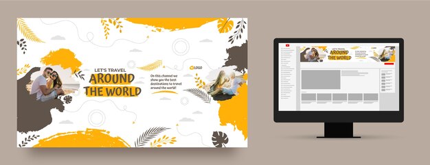 Diseño plano viajes aventura canal de youtube arte