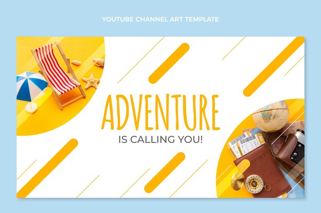 Diseño plano viajes youtube canal arte
