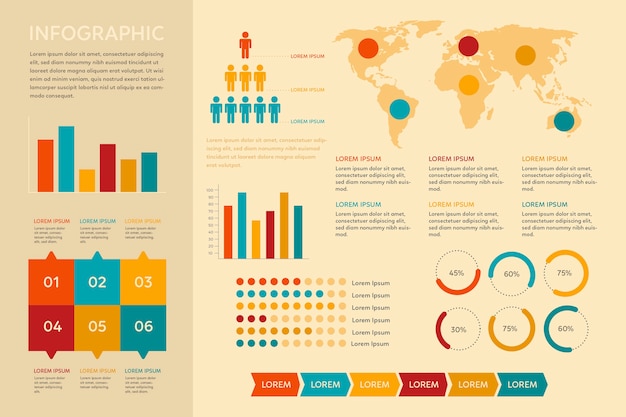 Vector gratuito diseño plano vintage infografía