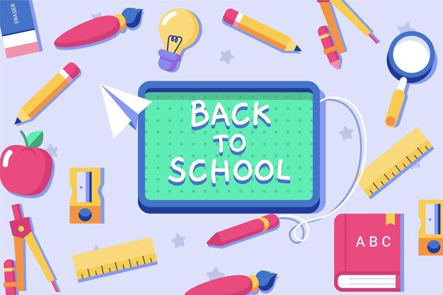 Diseño plano de vuelta al fondo de la escuela