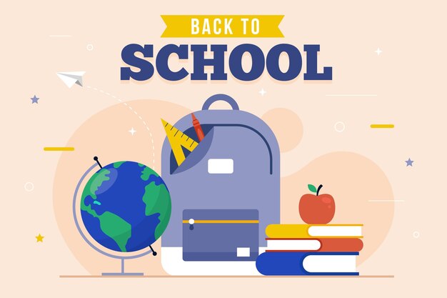 Diseño plano de vuelta al fondo de la escuela