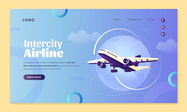 Diseño de plantilla de aerolínea degradada
