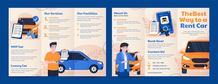 Vector gratuito diseño de plantilla de alquiler de coche dibujado a mano