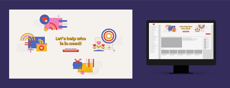 Vector gratuito diseño de plantilla de arte de canal de youtube de evento benéfico