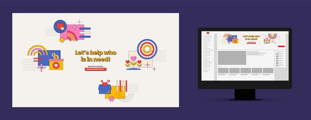 Diseño de plantilla de arte de canal de youtube de evento benéfico
