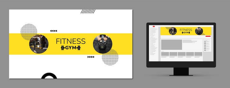 Vector gratuito diseño de plantilla de arte de canal de youtube de gimnasio