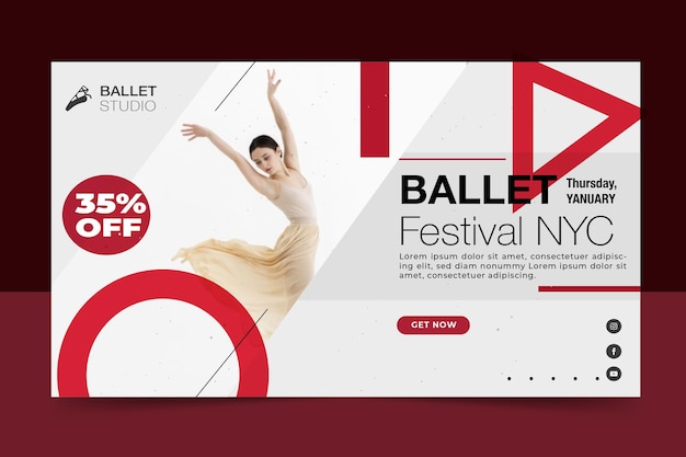 Diseño de plantilla de banner de festival de ballet