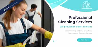 Vector gratuito diseño de plantilla de banner horizontal de servicio de limpieza