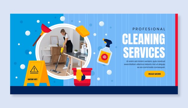 Diseño de plantilla de banner horizontal de servicio de limpieza