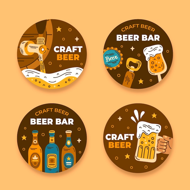 Vector gratuito diseño de plantilla de barra de cerveza dibujada a mano