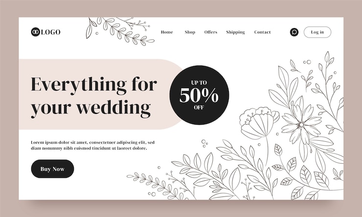 Vector gratuito diseño de plantilla de boda dibujada a mano