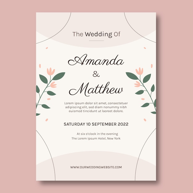 Diseño de plantilla de boda mínima dibujada a mano