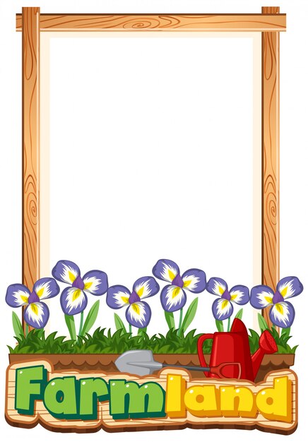 Diseño de plantilla de borde con flores de iris