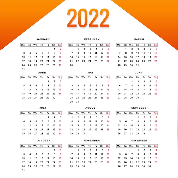 Diseño de plantilla de calendario de año nuevo abstracto 2022