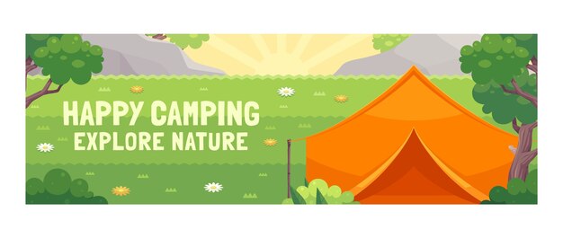 Diseño de plantilla de camping dibujado a mano