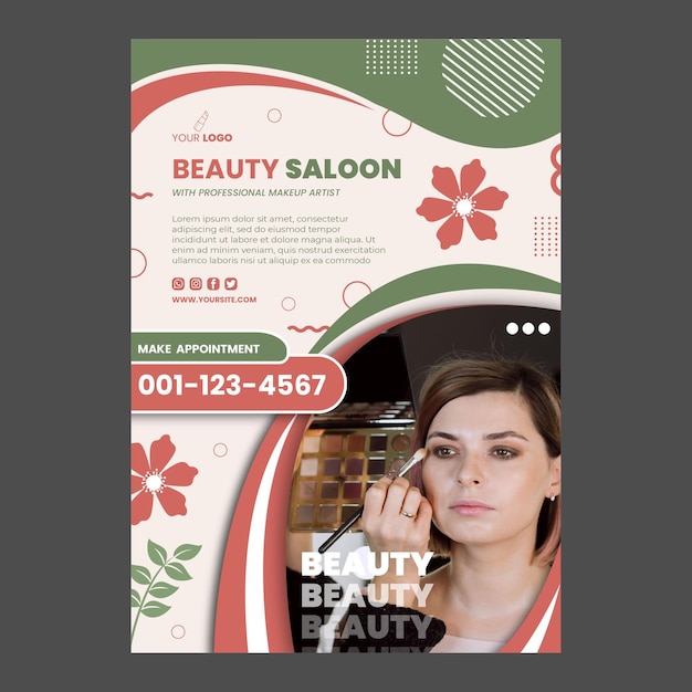 Vector gratuito diseño de plantilla de cartel de salón de belleza