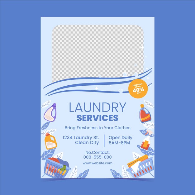 Diseño de plantilla de cartel del servicio de lavandería