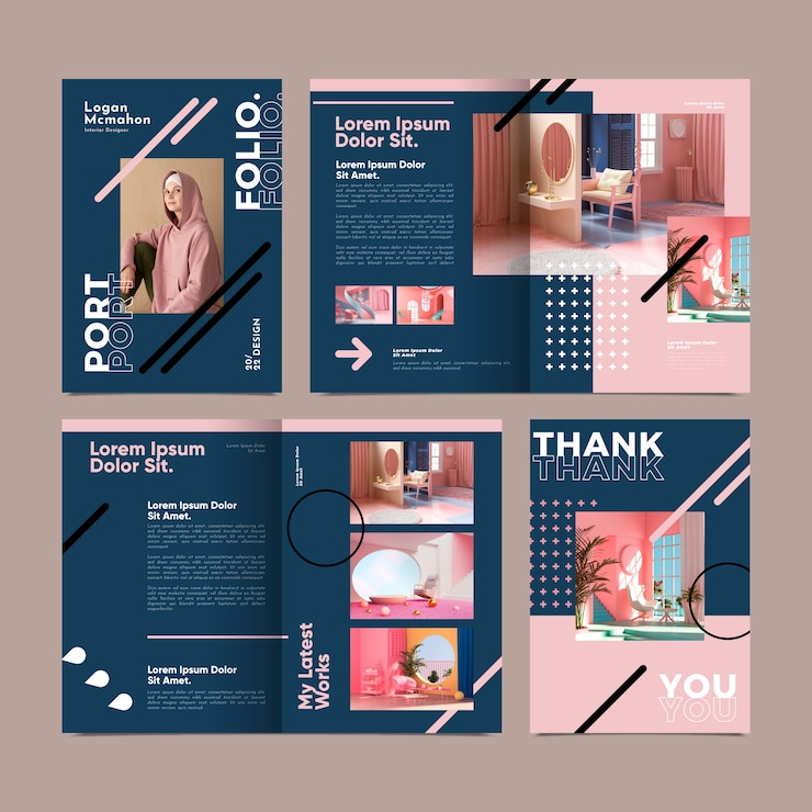Vector gratuito diseño de plantilla de cartera de diseño plano