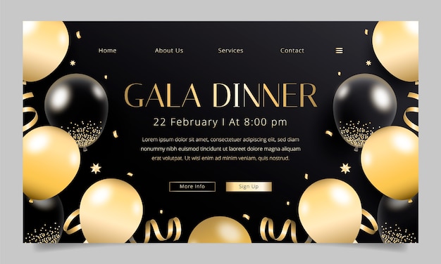 Vector gratuito diseño de plantilla de cena de gala de lujo