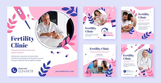 Vector gratuito diseño de plantilla de clínica de fertilidad.