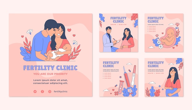 Vector gratuito diseño de plantilla de clínica de fertilidad.