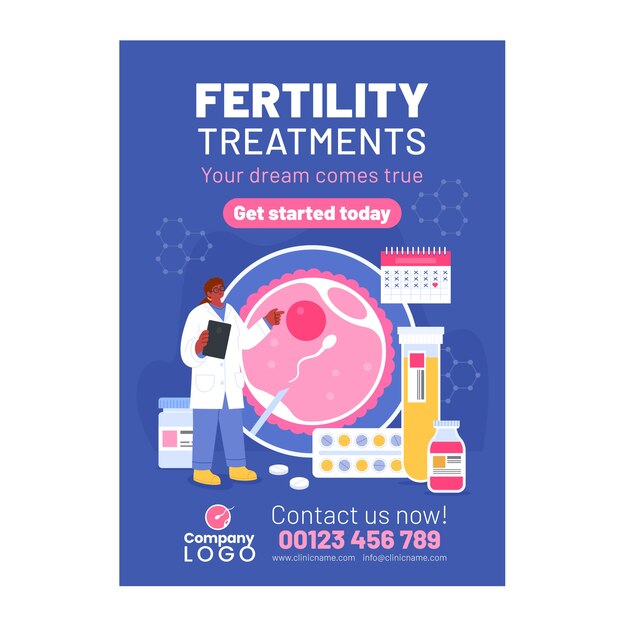 Vector gratuito diseño de plantilla de clínica de fertilidad.