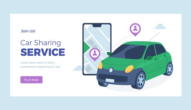 Diseño de plantilla de coche compartido