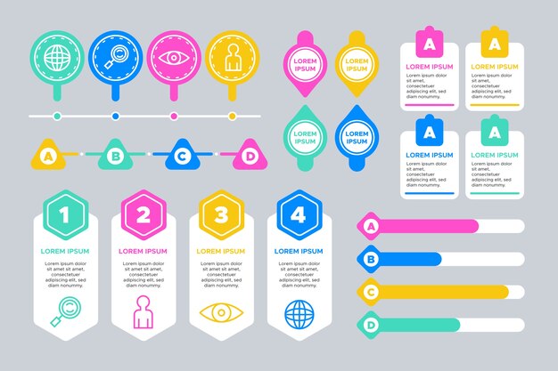 Diseño de plantilla de colección de elementos infográficos