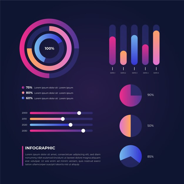 Diseño de plantilla de colección de infografía degradado