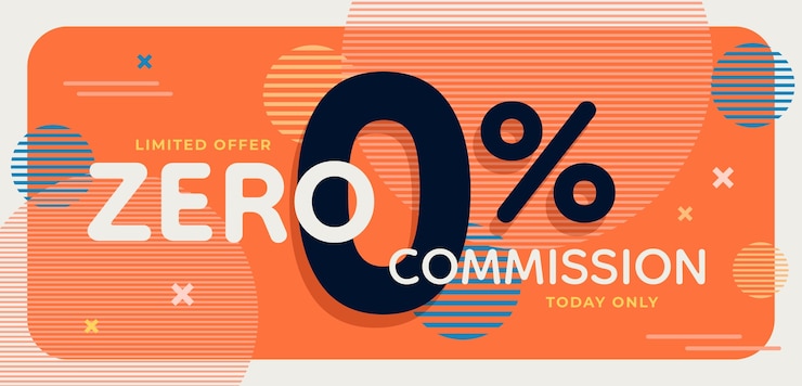 Vector gratuito diseño de plantilla de comisión cero de banner de venta